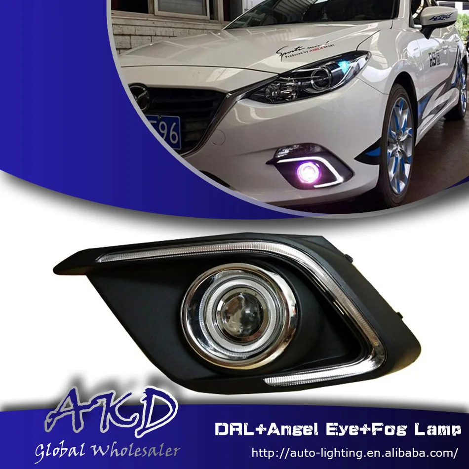 

AKD One-Stop Shopping Angel Eye Fog Lamp for 3 LED DRL Mazda3 Daytime Running Light Fog Light Car Styling Accessoires