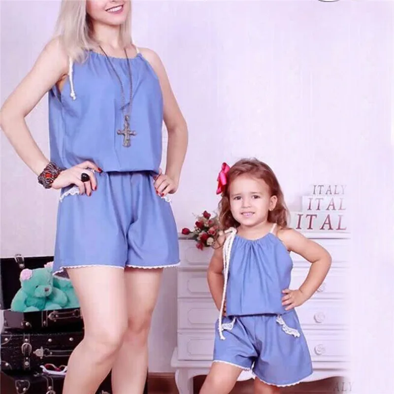 Fashion Parent child Clothes Set 2018 New Mother And Daughter Clothes Mom Girls Sleeveless