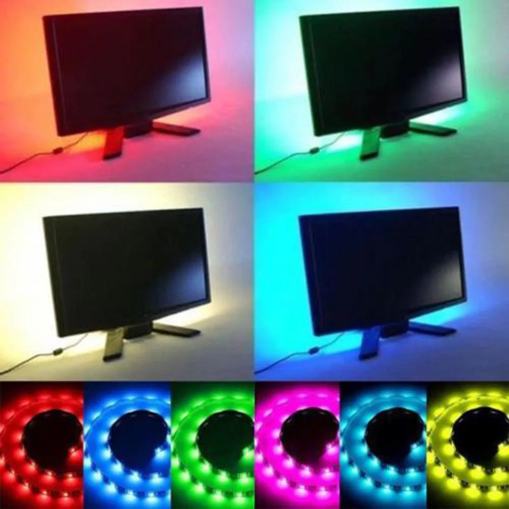 5 в 50-200 см RGB светодиодный светильник для бара ТВ задний светильник комплект+ USB пульт дистанционного управления 5050 60SMD настольная декоративная лампа лента для ТВ фона