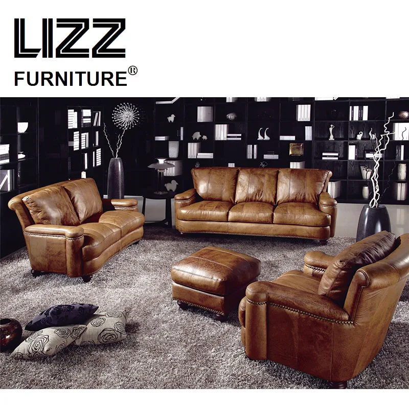 

Furniture Casa Wooden Sofa Set Couch Comfortable Sofa Love Seat Chair Genuine Leather Divani