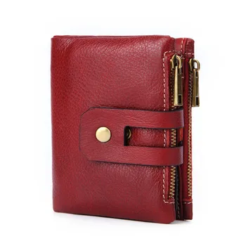 

Luxury 100% Genuine Leather Women Wallet RFID Short Fashion Clutch Bag Double Zipper Buckle Coin Pocket Multi Function Purse