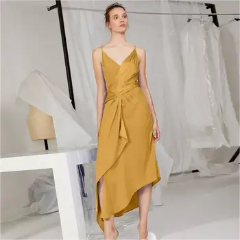 

2019 Summer Elegant Spaghetti Strap Sexy V Neck Long Party Dress Women Sleeveless High Waist Fashion Dresses