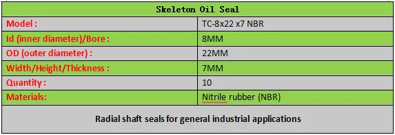 10 шт. NQK 8X22X7 TC8X22X7NBR скелет сальник 8X22X7Seals NQK высококачественное уплотнение радиальная Прокладка вала уплотнения