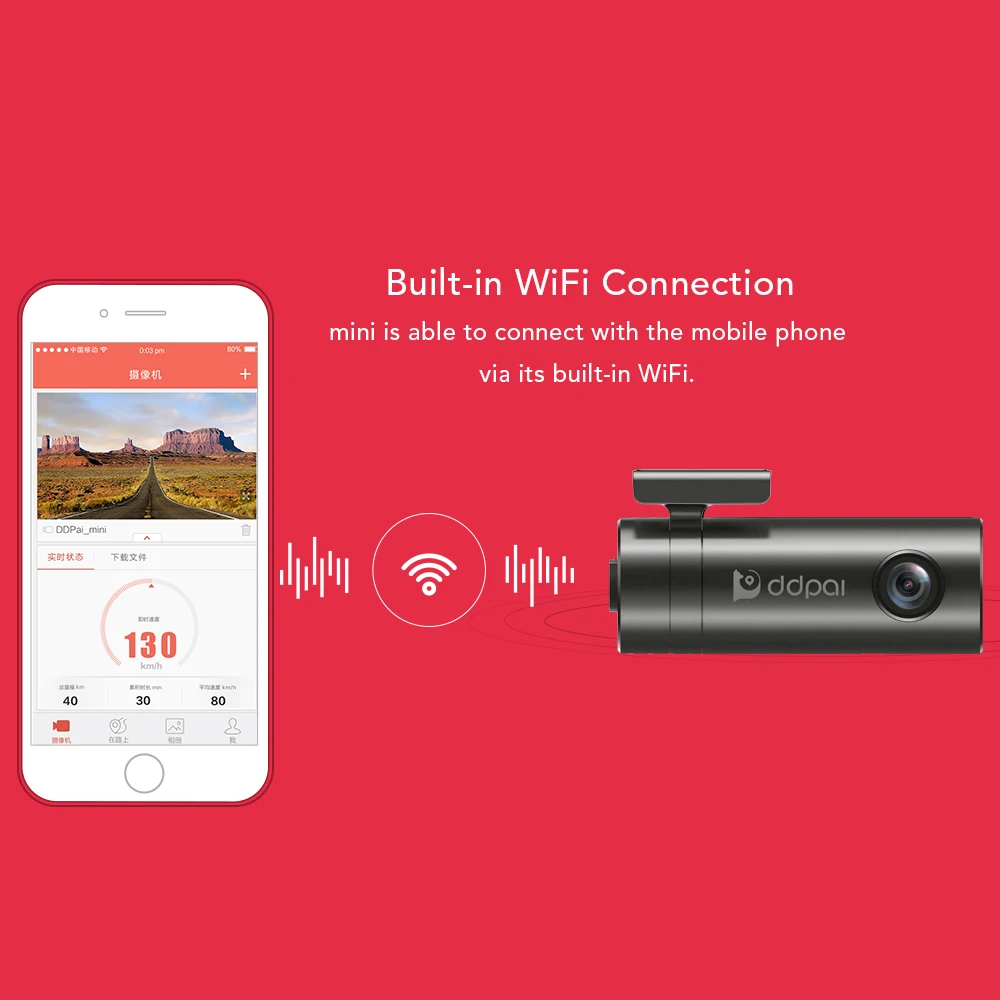 DDPai Мини Wi Fi Dash Cam 1080P FHD ночного видения Автомобильная камера DVR беспроводной