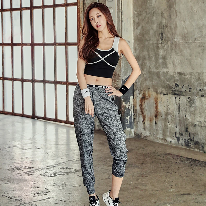 2018 medias de ropa deportiva, traje de Yoga, conjunto deportivo para mujer, ropa de gimnasio, entrenamiento, mono de dos piezas, Crop top|Conjuntos de yoga| - AliExpress