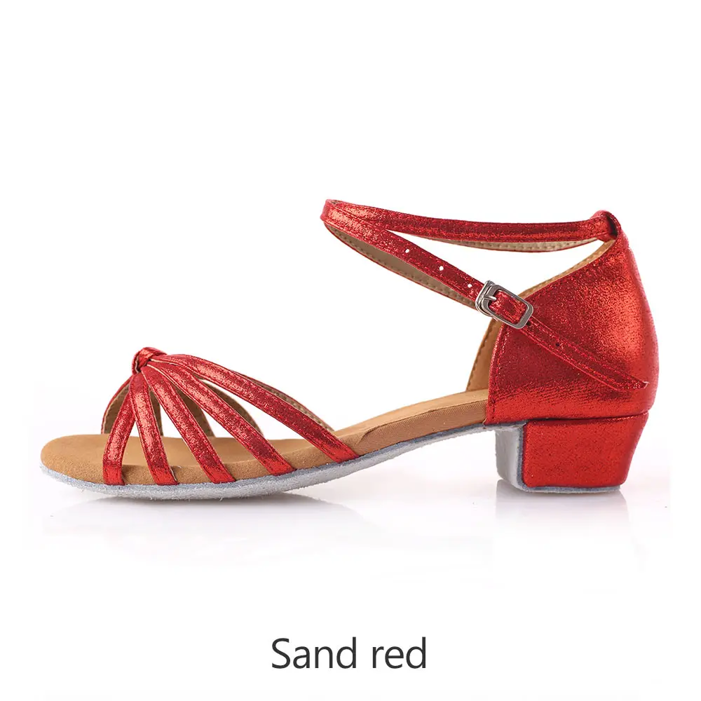 Новое поступление; бальные туфли высокого качества для женщин и девочек; Танцевальная обувь для латинских танцев; кроссовки на низком каблуке; Танцевальная обувь для танго, сальсы для детей; 4 цвета - Цвет: sand red 3cm heel