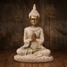 Природный песчаник статуя Будды, модная скульптура из смолы, технология ручной работы, статуэтка, украшение 8x5,5x2,5 см