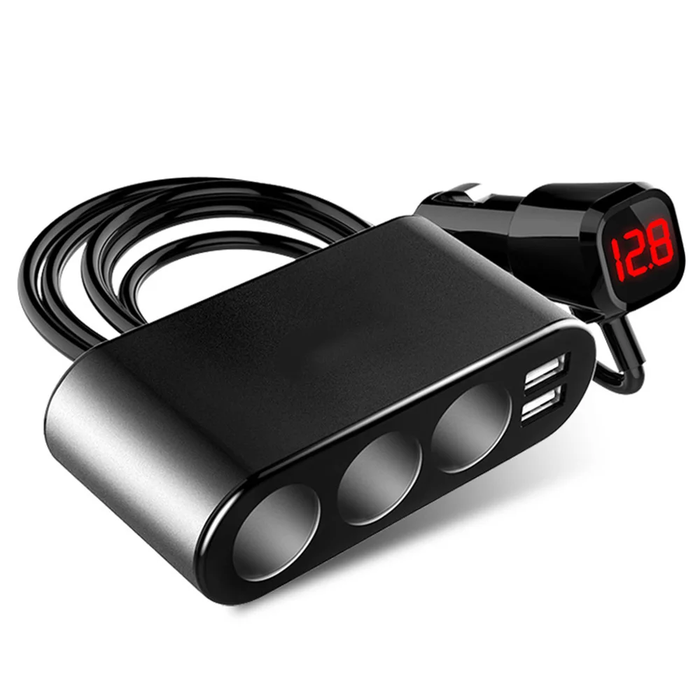3-Порты и разъёмы 12/24V Зарядное устройство Универсальный двойной USB ЖК-дисплей Дисплей вольтметр гнездо для автомобильного прикуривателя Разветвитель Мощность адаптер Зарядные устройства для автомобиля