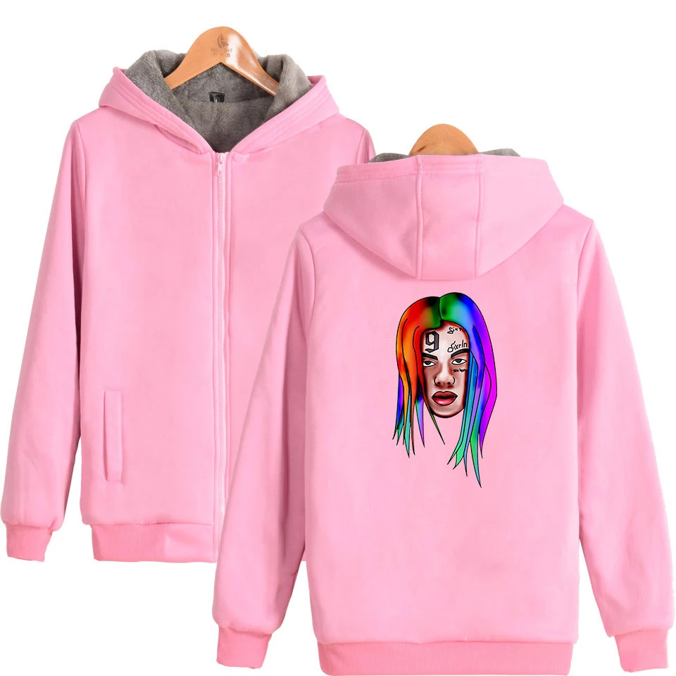 FADUN TOMMY 6ix9ine печати 2018 Лидер продаж с длинным рукавом толстовки на молнии с капюшоном для женщин/для мужчин повседневное поп Kpops одежда плюс