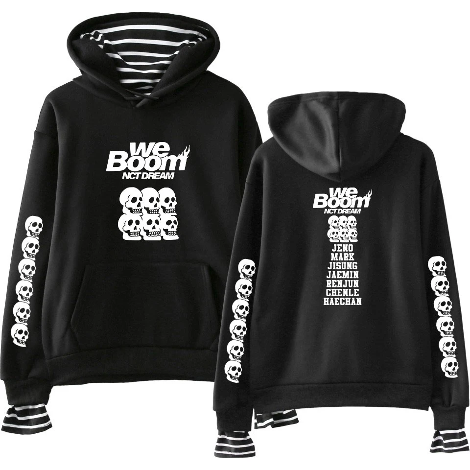 

2019 NCT Dream new album WE BOOM Printed Fake Two Pieces Hoodies Hot Sale for Women K-pops casual hooded streetwear Plus Size