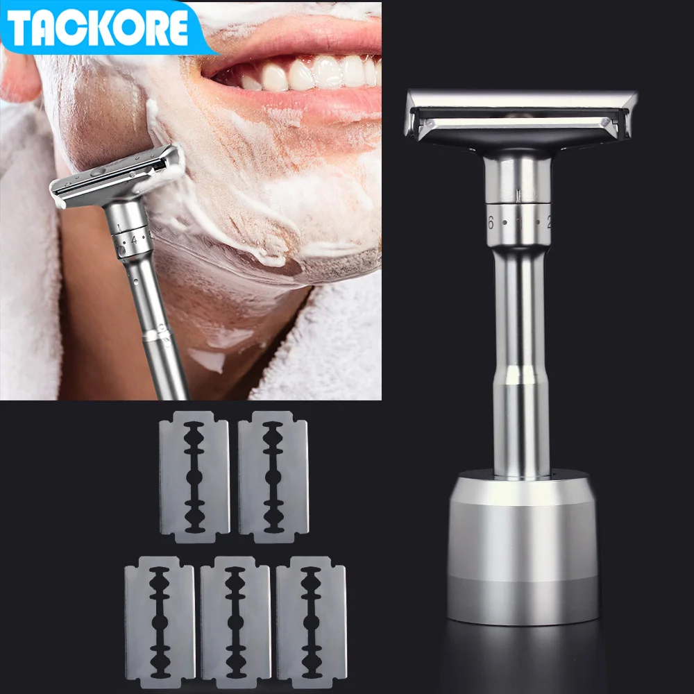 

Tackore Stainless Steel Double Edge Shaving Razor For Men Men's Face Razor Blades Shaving Machine Razor Good Quality