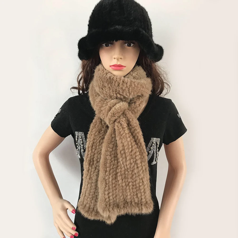 Modern fashion Mink Fur Shawl Good Gift 100%natural Real Mink Fur Scarf Winter warm Mink Scarf Hand Knitted Mink Scarf