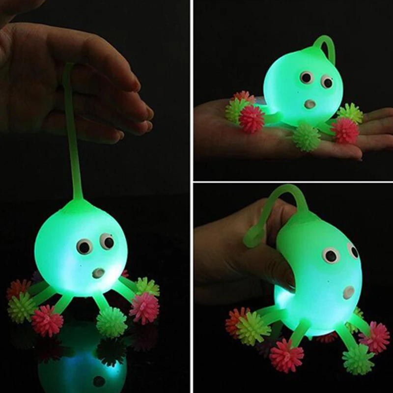 

Colorful LED Octopus Ball Flashing Spiky Ball Light-Up Rubber High Bouncing Ball Sensory Hedgehog Ball Toy Glow Party Halloween