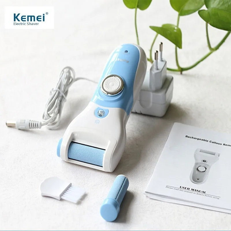 Kemei Callus Remover Foot Care Tool Pedicure Machine 2Pcs Roller Electric Foot Heel Cuticles Shaver Express