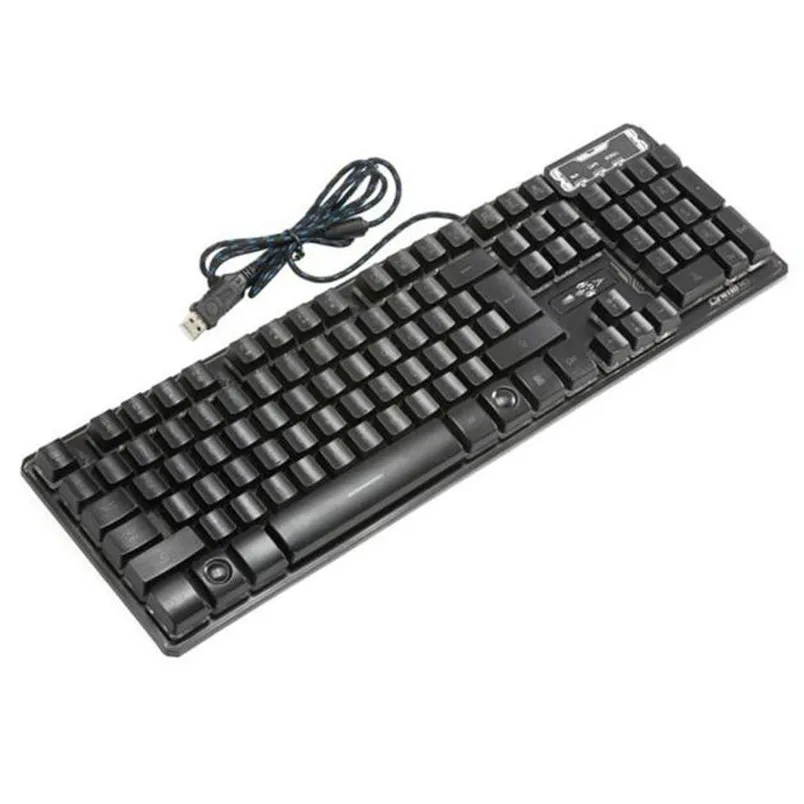 

Reliable Mechanical backlit design Keyboard 3 Colors Crack Illuminated LED Backlight USB Wired Multimedia PC Gaming Keyboard
