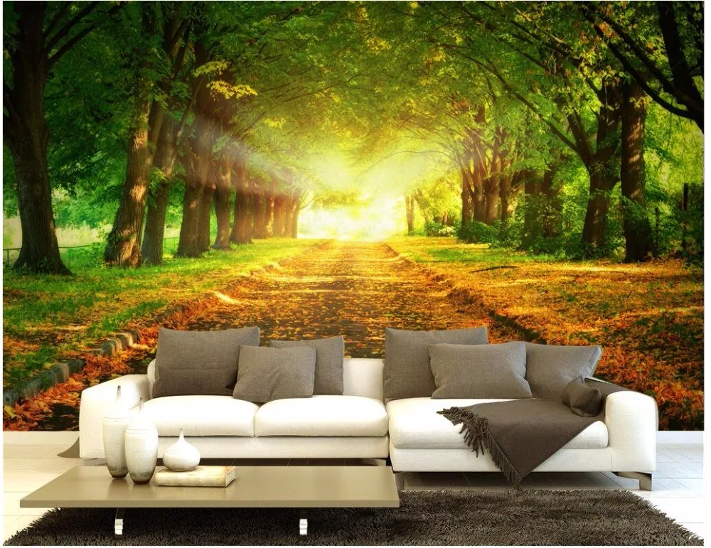 

Custom mural photo 3d wallpaper Sunny forest trail picture room decoration painting 3d wall murals wallpaper for walls 3 d