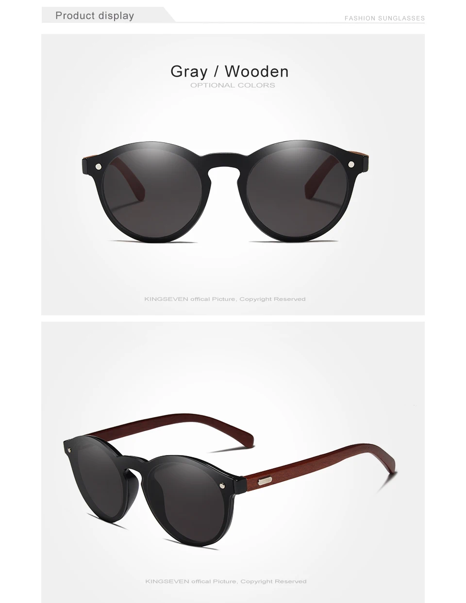 KINGSEVEN DESIGN Natural Handmade Wood Sunglasses R5790