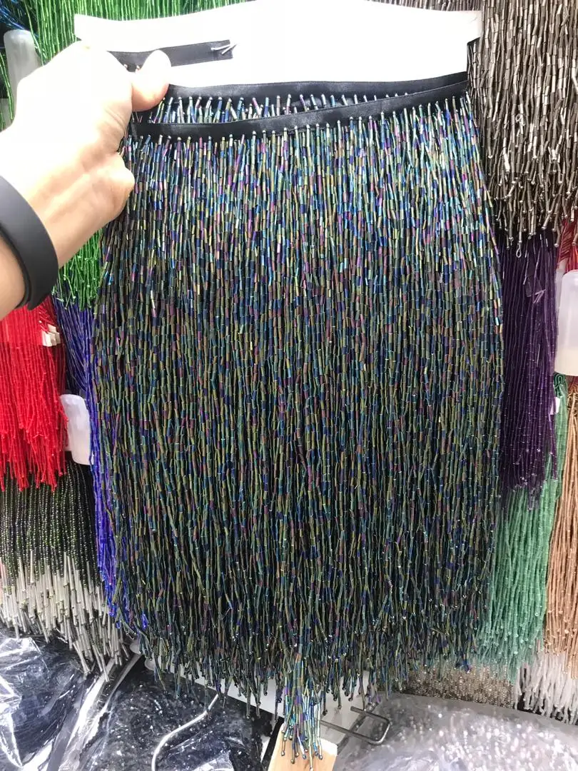 

Fully Handmade Beaded Fringe, around 30cm wide, accept custom make order