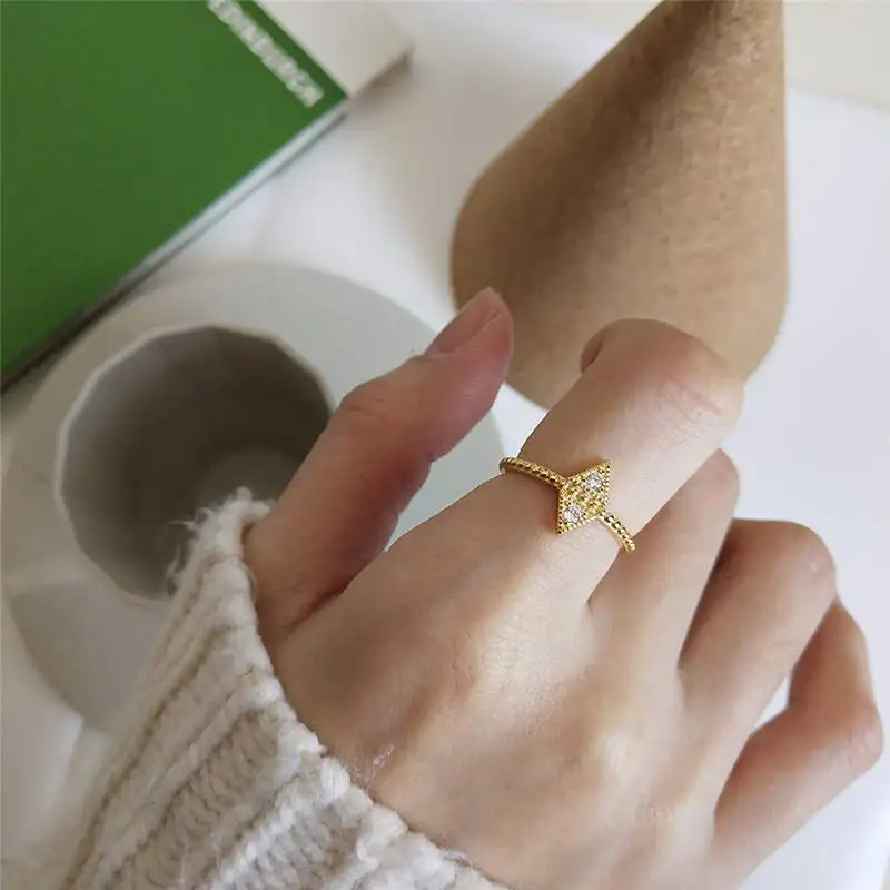 INZATT Настоящее серебро 925 проба геометрическое треугольное кольцо с фианитом для модных женщин ювелирные изделия Модные аксессуары - Цвет камня: triangle