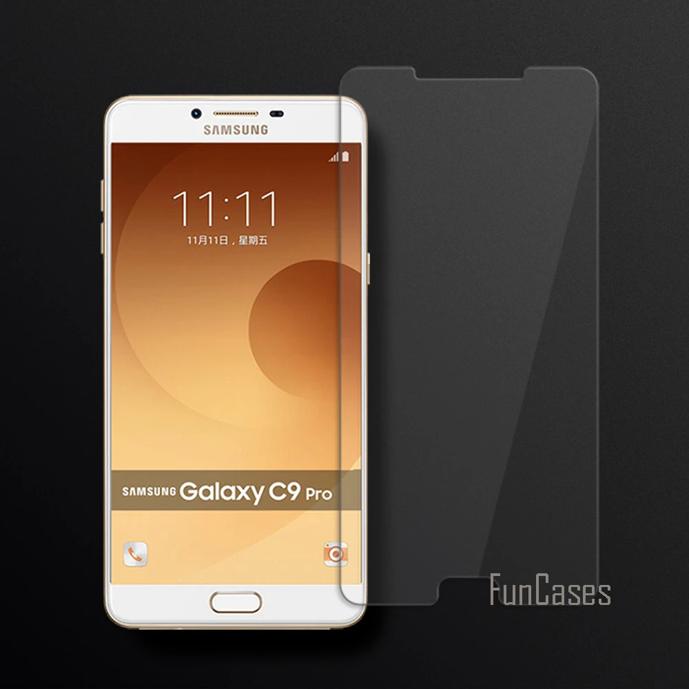Полностью покрывающее закаленное Стекло для samsung Galaxy C9 Pro Экран Защитная пленка