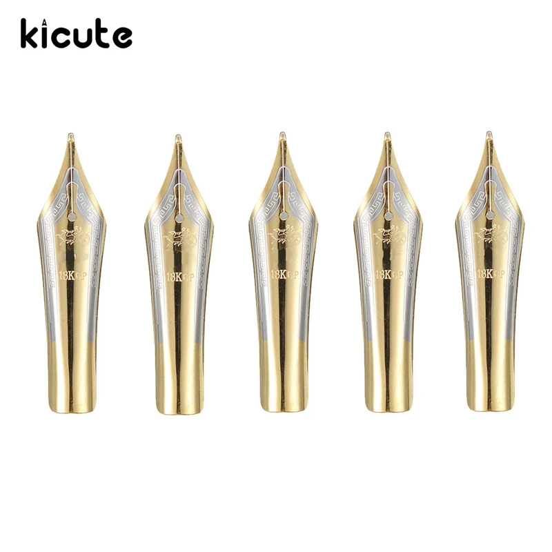 

Kicute 5pcs Excellent Iraurita Foutain Pen Nib Gold 0.5mm Medium Nib Replacement Nib Business Fountain Pen Accessory Stationery