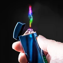 Электронный сигаретный светильник er Dual Arc цельнометаллический USB Перезаряжаемый с дисплеем светильник ветрозащитный беспламенный Электрический сигаретный светильник ers