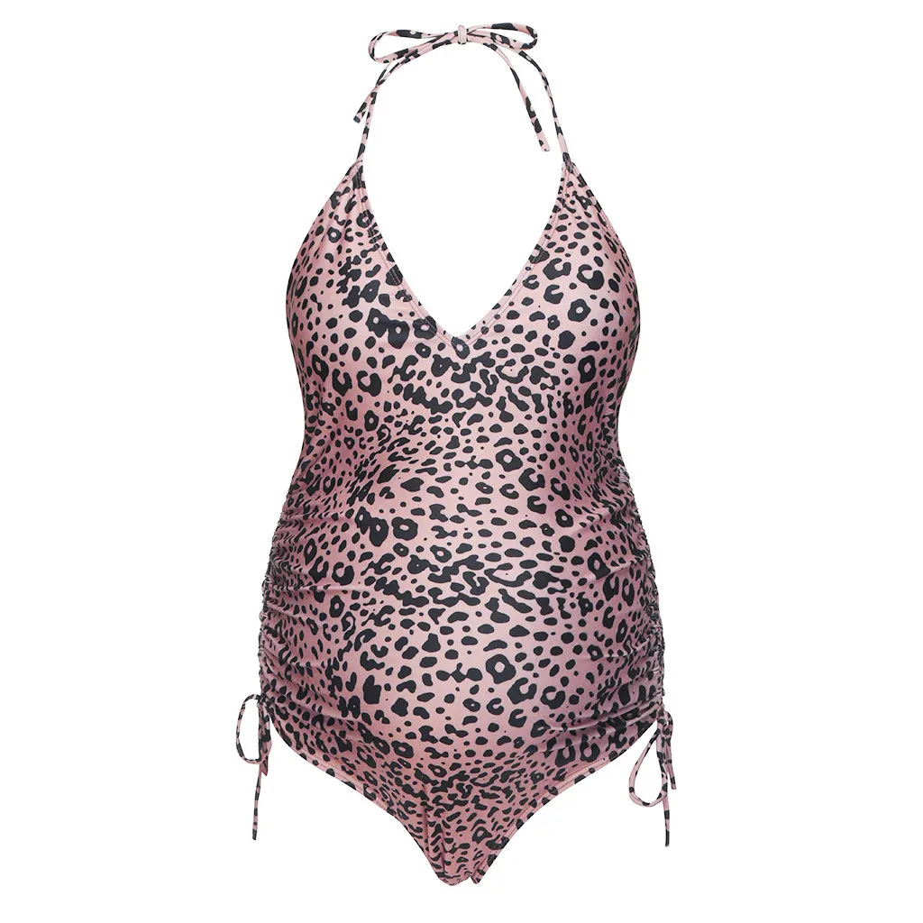 Women maternity swimwear Leopard Print Bikini Swimwear Swimsuit Bathing Suit Beachwear Summer pregnancy swimsuit Dropshipping - Цвет: Розовый