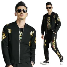 Spring Autumn Floral Printed Baseball Jacket 2PCS Sets with Joggers Pants Tracksuit Men Casual Slim Sweatshirt Trousers Suits Spring Autumn Floral Printed Baseball Jacket 2PCS Sets with Joggers Pants Tracksuit Men Casual Slim Sweatshirt Trousers Suits