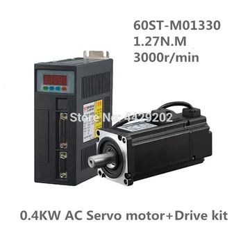 

60ST-M01330 220V 400W AC Servo motor 3000RPM 1.27N.M. Single-Phase ac drive permanent magnet Matched Driver AASD-15A