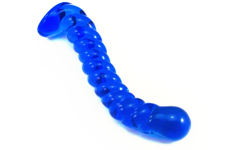 Blue Curve Dildo Women Massager Wand vibrator Pyrex Crystal Dildo Lifelike Glass Dildo Crystal Penis Anal Plug Toys Adult Sex