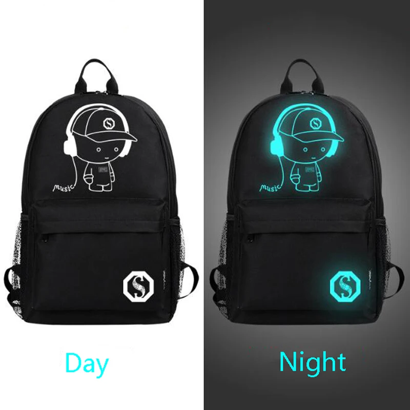 Reether luminoso carga USB estudiante mochilas ordenador resplandor en oscuro del ordenador portátil morral del recorrido Mochila femenina Reether luminoso carga USB estudiante mochilas ordenador resplandor en oscuro del ordenador portátil morral del recorrido Mochila femenina