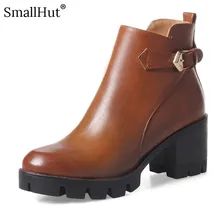 High Sqaure Heel Platform Ankle Boots Autumn Women Fashion Square Heels Shoes D082 Ladies Buckle Black Brown Zipper Ankle Boots High Sqaure Heel Platform Ankle Boots Autumn Women Fashion Square Heels Shoes D082 Ladies Buckle Black Brown Zipper Ankle Boots