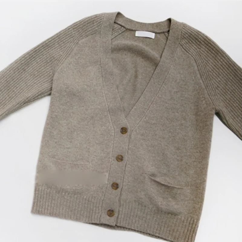 Cena BELIARST 2018 nowy wełniany dziergany sweter kaszmirowy sweter V Neck krótki akapit luźny długi płaszcz z rękawami jednokolorowe pogrubienie