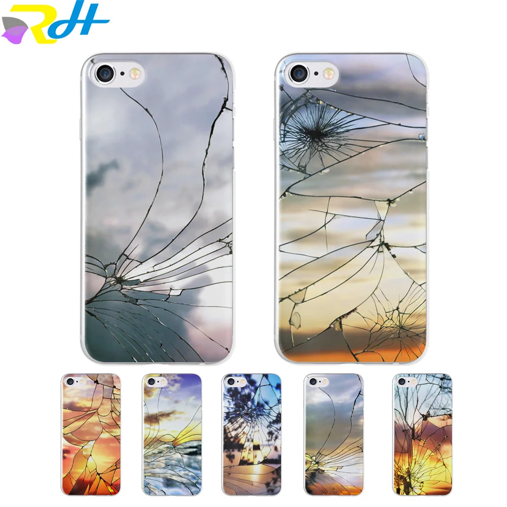 

For iphone 7 7Plus 6S 8 Plus X Xr Xs Max 5S SE Soft silicone Phone Cases Back Cover Capa For of Fashion broken back shell