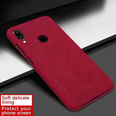 Чехол-книжка для Xiaomi Redmi Note 7 7S Pro 8 8 t, роскошный кожаный чехол-книжка Nillkin Qin, чехол для Redmi Note7 NOTE 7 Pro, полная защитная сумка - Цвет: Красный