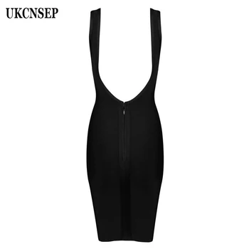

2020 new arrival summer dress V-neck backless black bodycon HL bandage dress club dresses vestidos party dress