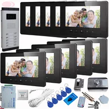 SUNFLOWERVDP 7 Video Door Phone door bell With Rfid Unlock Electronic Lock Video Intercom 10 Monitor