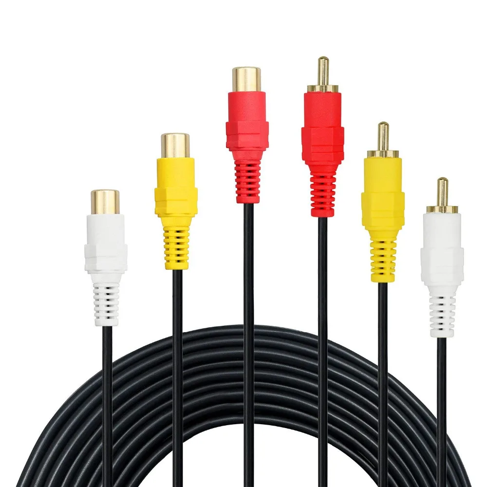 

LBSC 3RCA Extension Cable - Premium Gold Plated 3 Rca Male to 3 Rca Female Audio Video Extension Cable DVD CD AV TV