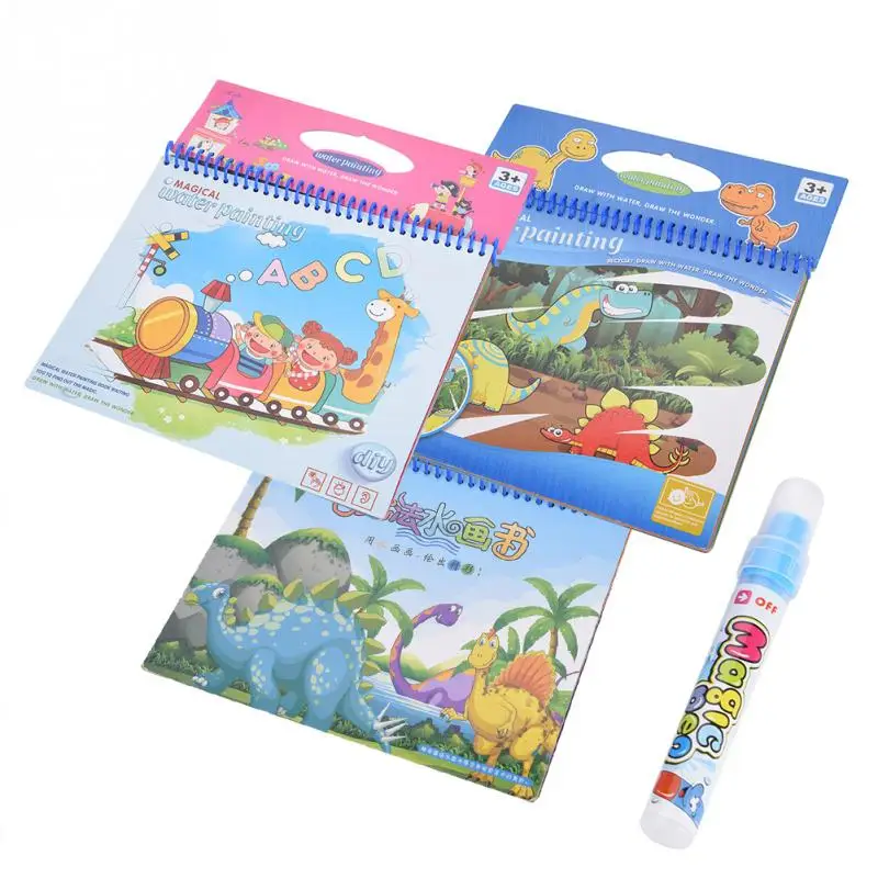 

Portable Magic Water Coloring Book With Magic Pen Children Drawing Doodle Book Early Learning Educational Toys For Children Gift