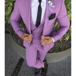 2019 последние пальто брюки дизайн фиолетовый розовый мужской костюм Slim Fit смокинг жениха на заказ Свадебные Костюмы Блейзер 3 шт. (куртка +