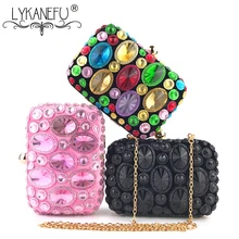 LYKANEFU, цветная коробка с бриллиантами, вечерняя сумка для банкета, женская сумка, дамская сумочка, ежедневные клатчи, свадебные сумки на цепочке, сумки через плечо