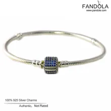 CKK круглые фирменные браслеты с застежкой из стерлингового серебра 925 пробы Королевский браслет с голубыми кристаллами браслеты для женщин ювелирные украшения