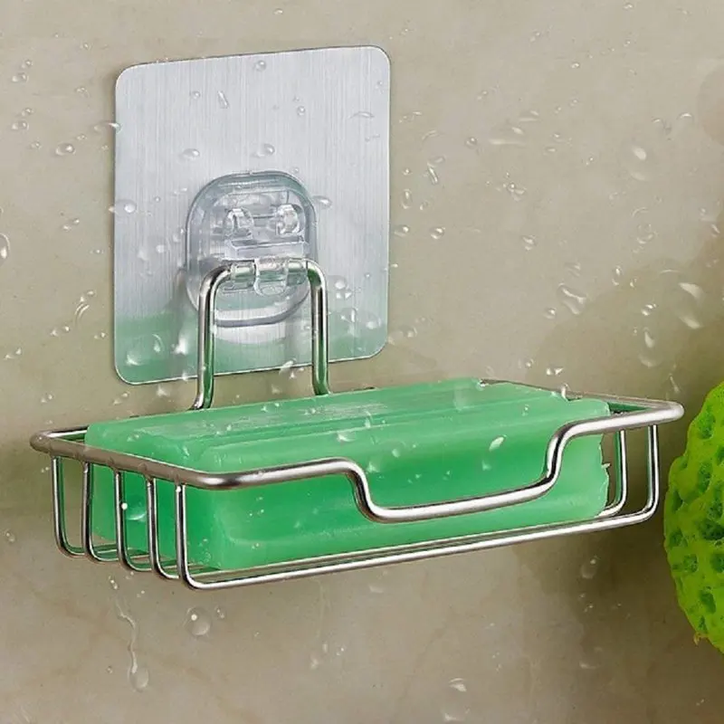 Мыльница держатель для ванной комнаты Душ настенный самоклеющийся без ногтей без бурения мыльница заставка лоток-нержавеющая сталь S