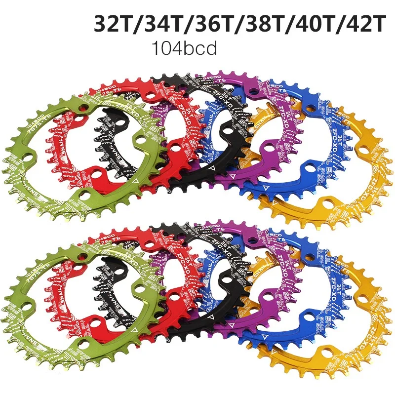 104 BCD Bicycle Chainring 32/34/36/38T/40T/42T Circular Chainwheel MTB Bike Crankset Plate Bike Crank Chain wheel Bike Parts