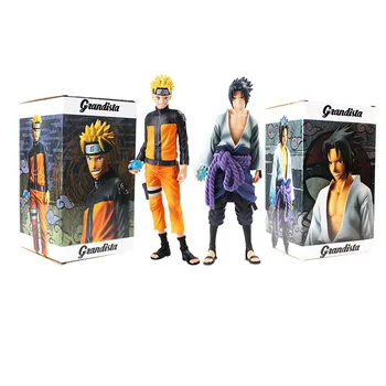 

28cm 2pcs/lot Hot anime Naruto Uzumaki Naruto and Uchiha Sasuke PVC Action Figure Model Toy collection for boys gift