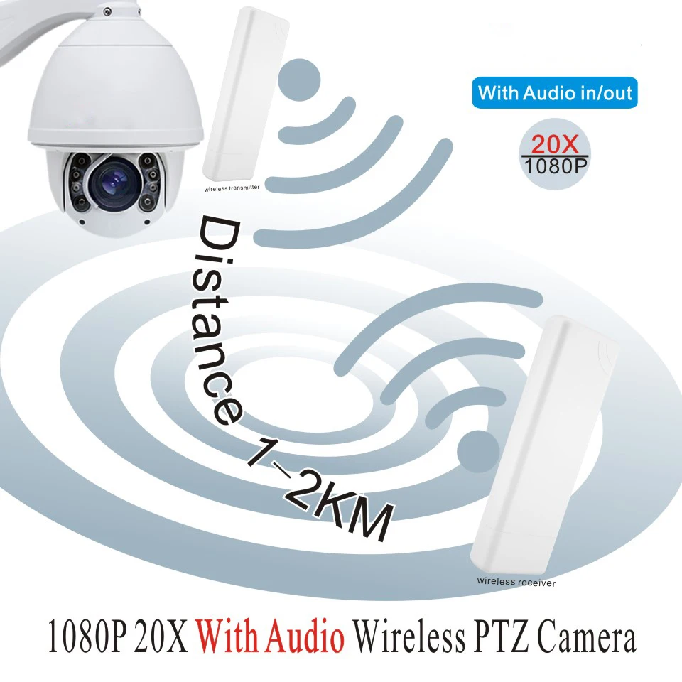 WiFi outdoor 20X optical zoom HD 1080P 2MP Surveillance Camera IR support wiper audio wireless PTZ