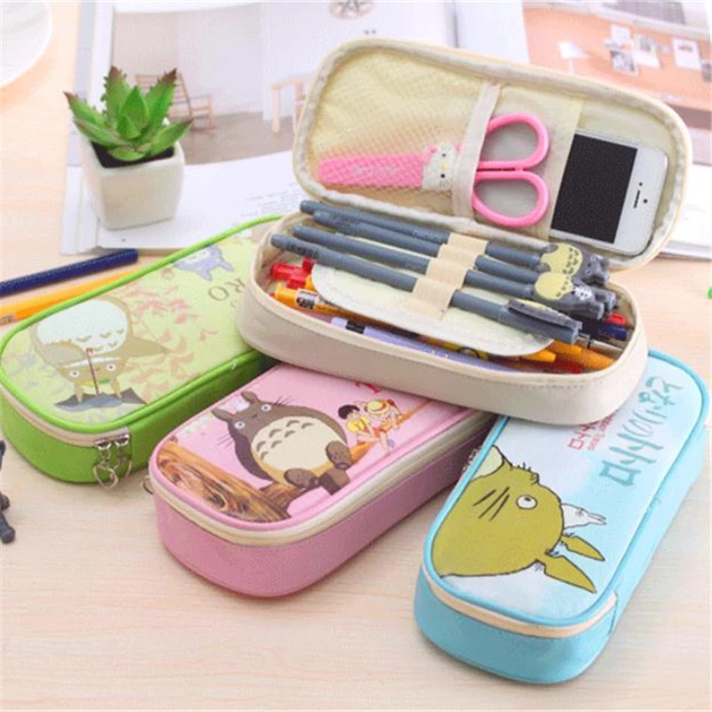 

1pc/lot Pencil Case/Bag Totoro School Supplies Material Escolar Bags For Kids Beige/Blue/Green/Pink Cartoon Totoro 20*4*8.5cm