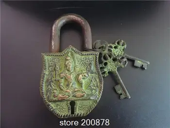 

HDC0814 Tibet Nepal Antiqued Solid Brass Bronze Tara Locks Tibetan Metal Handicrafts Retail & Wholesale Free Shipping