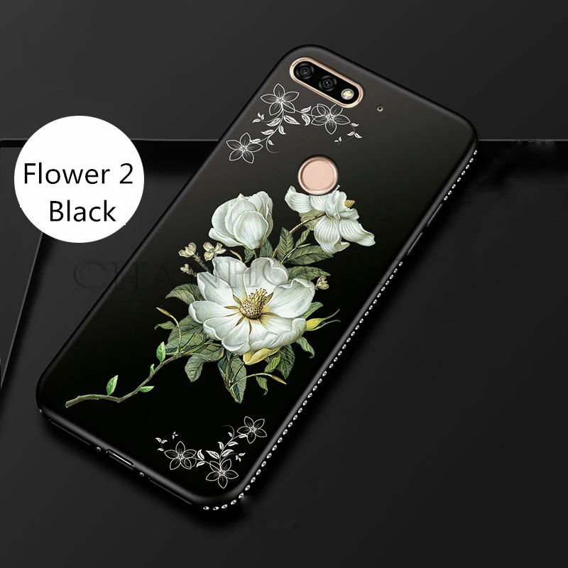 3D Рельефный цветочный мягкий чехол для Huawei Honor 7A DUA L22 Pro Блестящий Алмазный 7C AUM L41