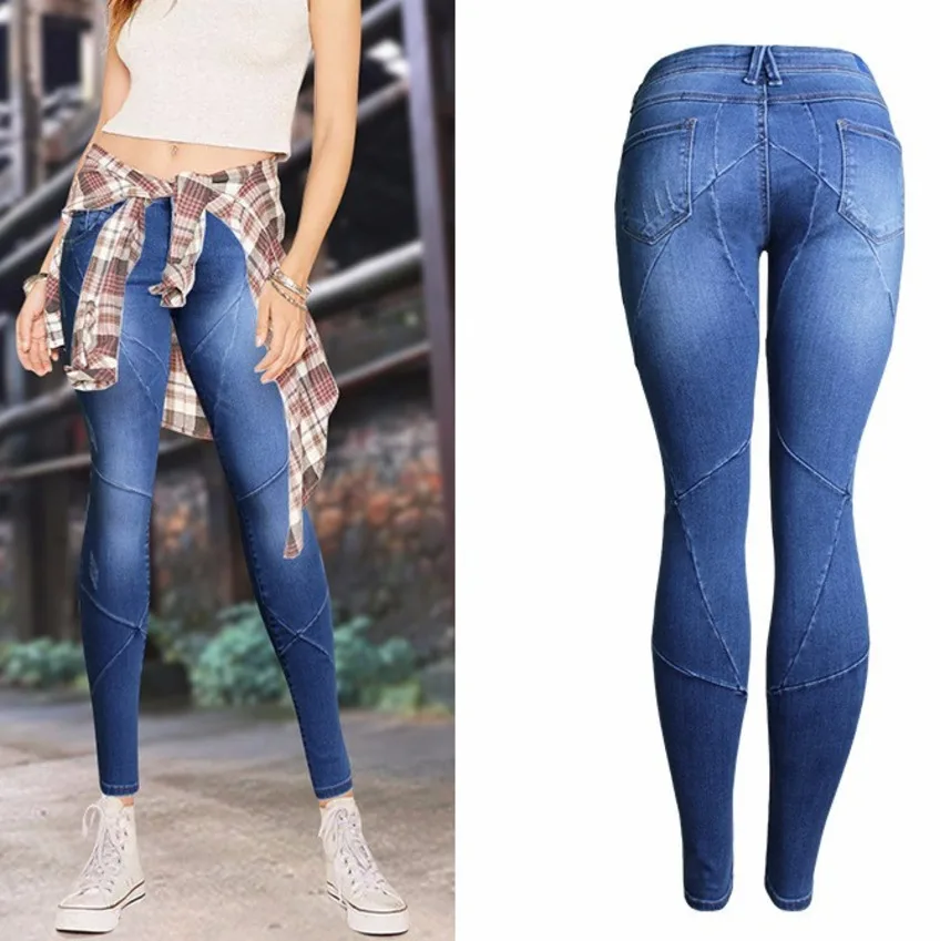 

Women High Waist Autumn Pleated Elastic Skinny Jeans Female Cowboy Denim Pants Ladies Fashional Bodycon Stretch Jean Trousers